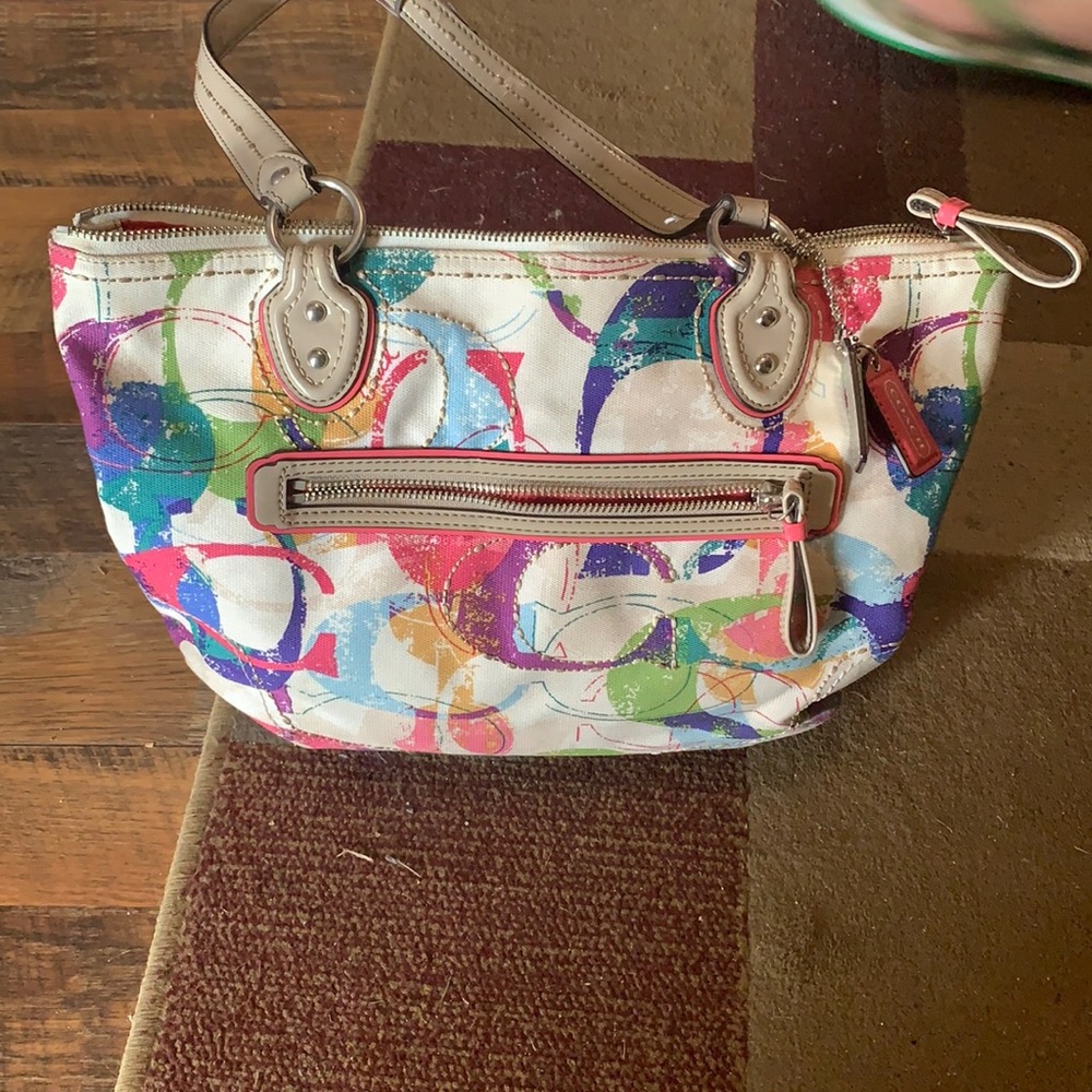 Multi colored medium Coach purse